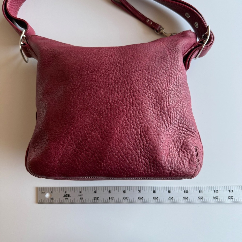 Coach VTG Y2K 9350 Pebbled Magenta Convertible Strap Side‎ Lace Shoulder Bag - Picture 9 of 9